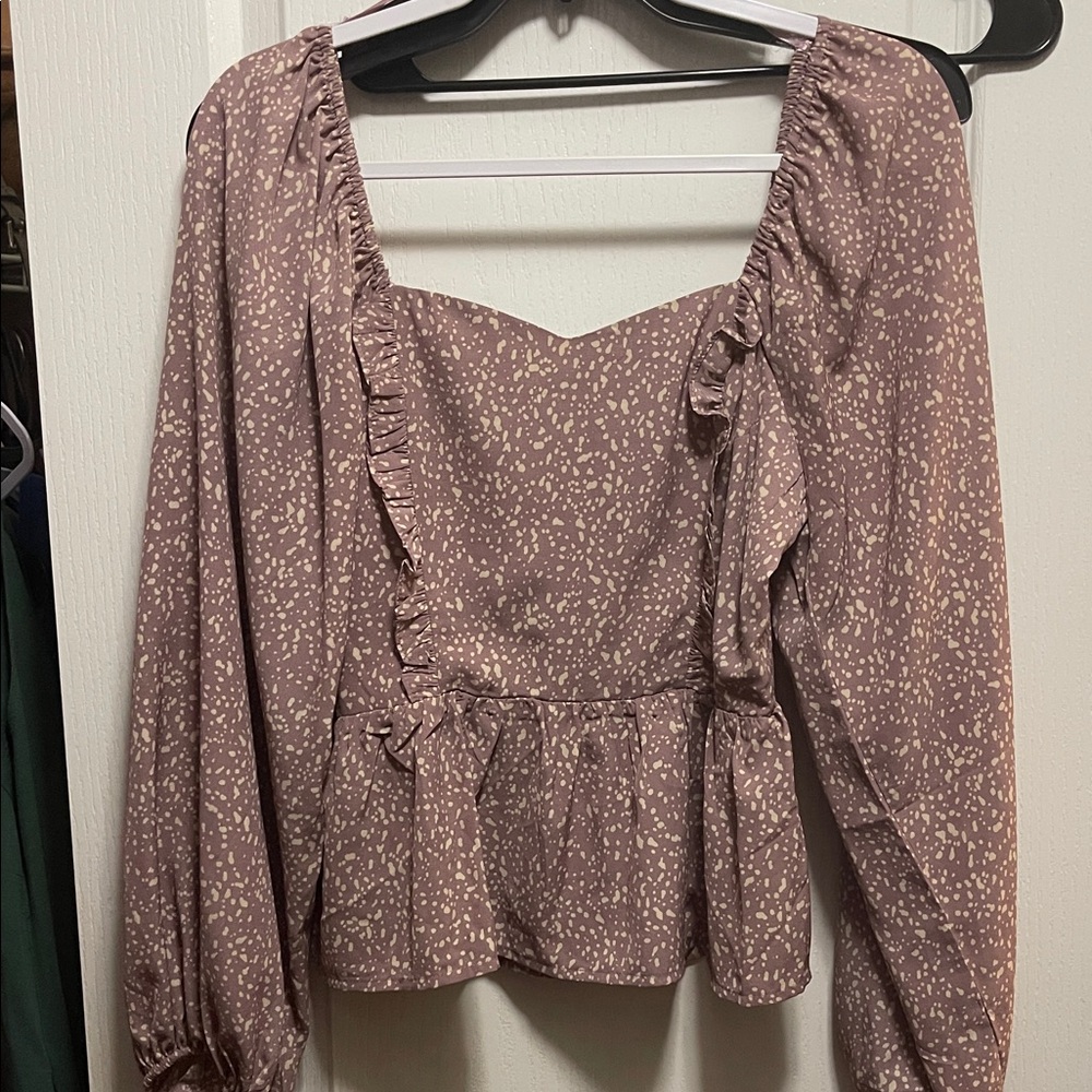 Women's Mauve Ruffle Blouse